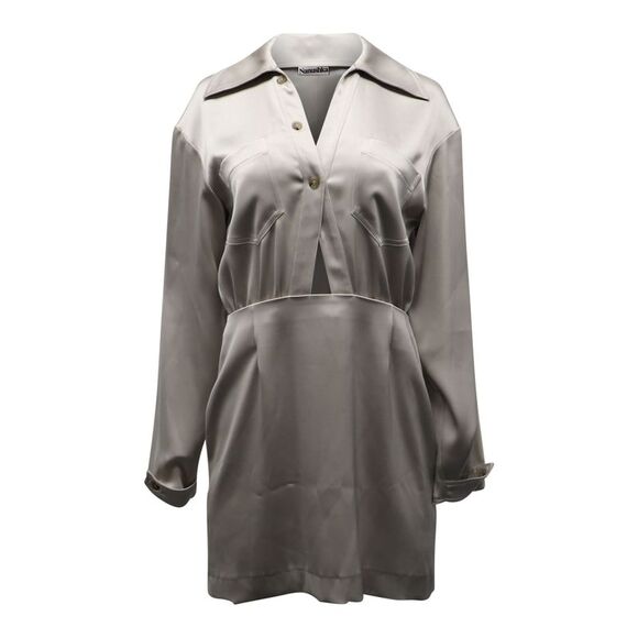 Nanushka Cutout Shirt Dress in Taupe Triacetate Polyester